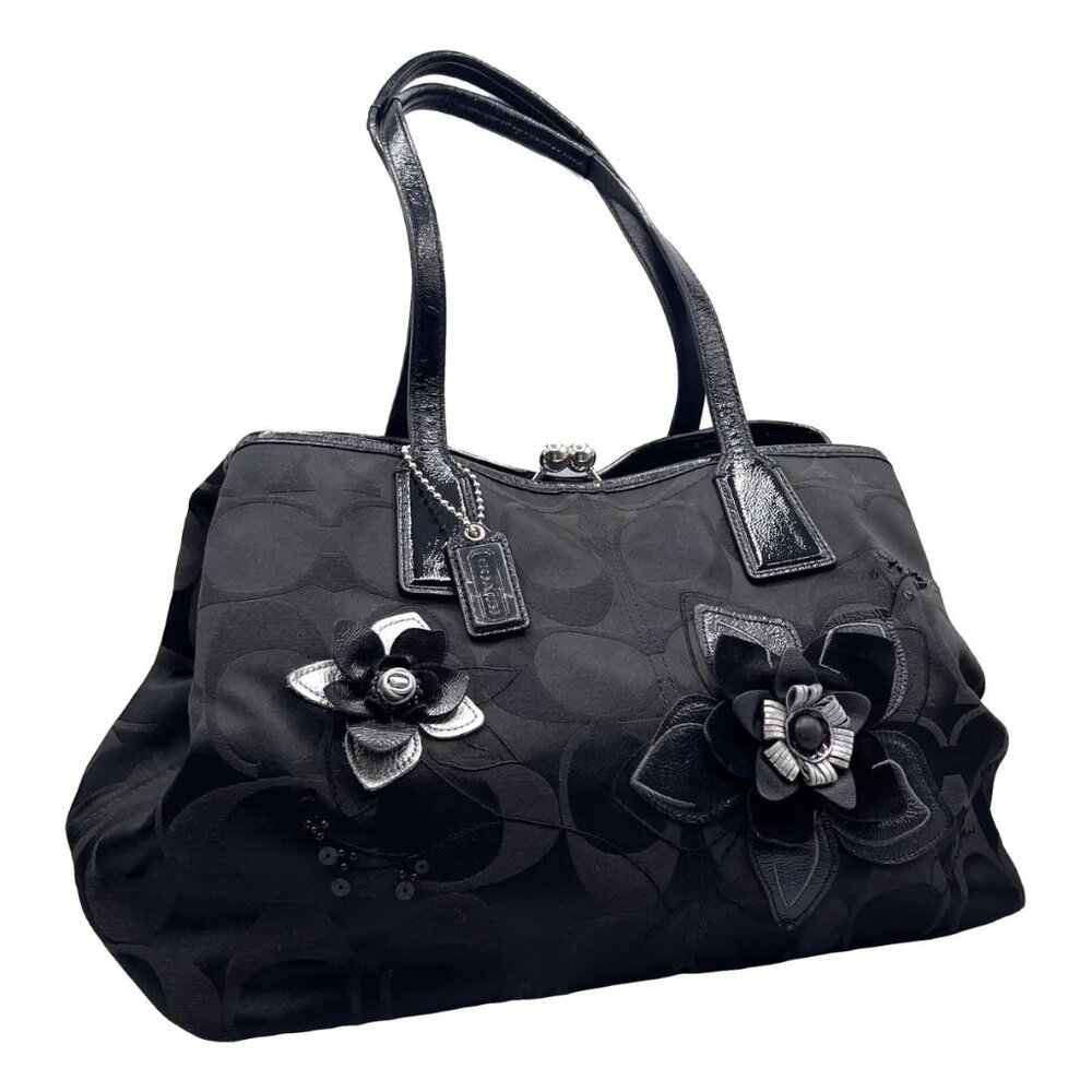 Coach Black Applique Carryall Shoulder Bag Purse